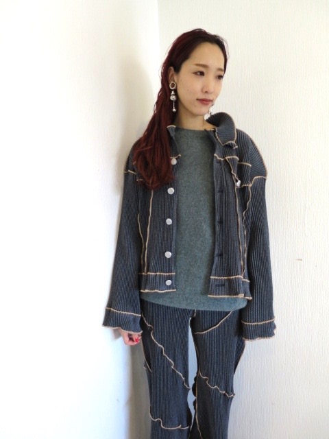 kotohayokozawa denim like pleats jacket - Gジャン/デニムジャケット