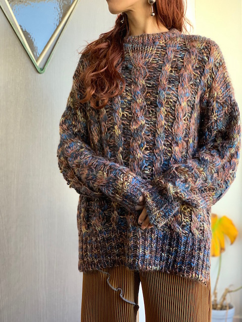 etretokyomame Multi Color Cable Knit Pullover