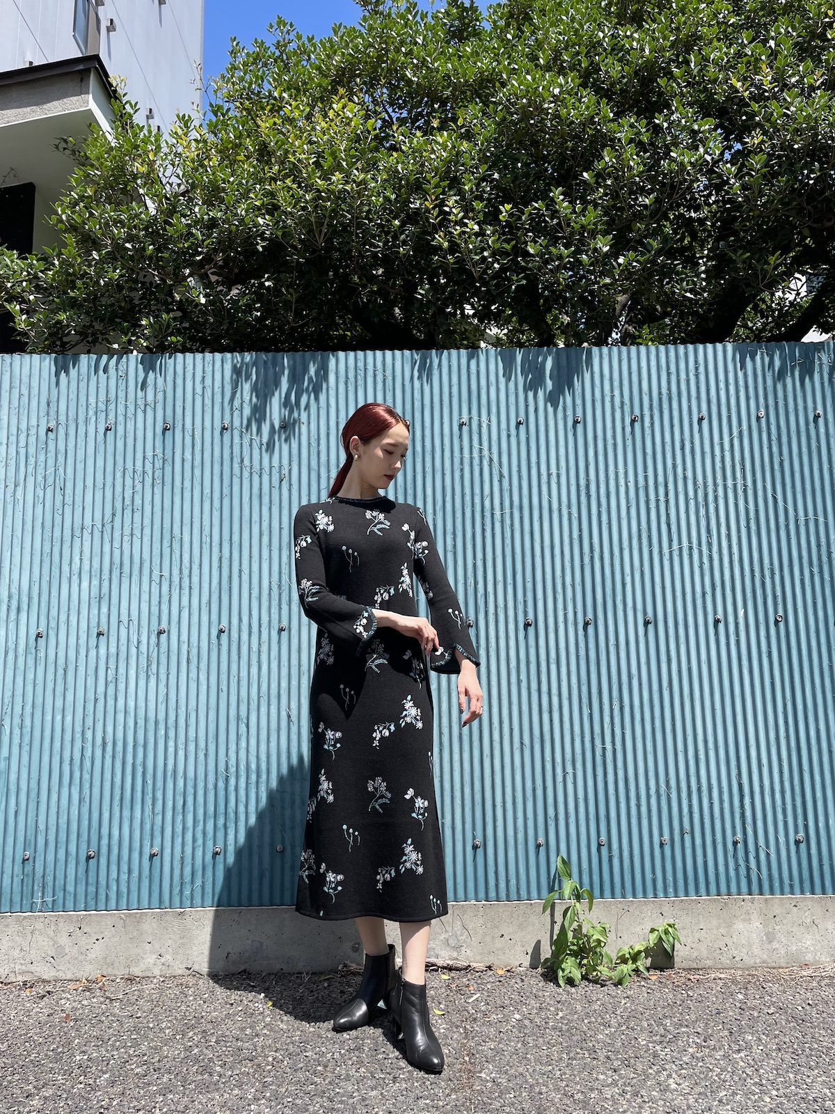 Mame Kurogouchi(マメクロゴウチ)のフローラルジャガードニットドレス 