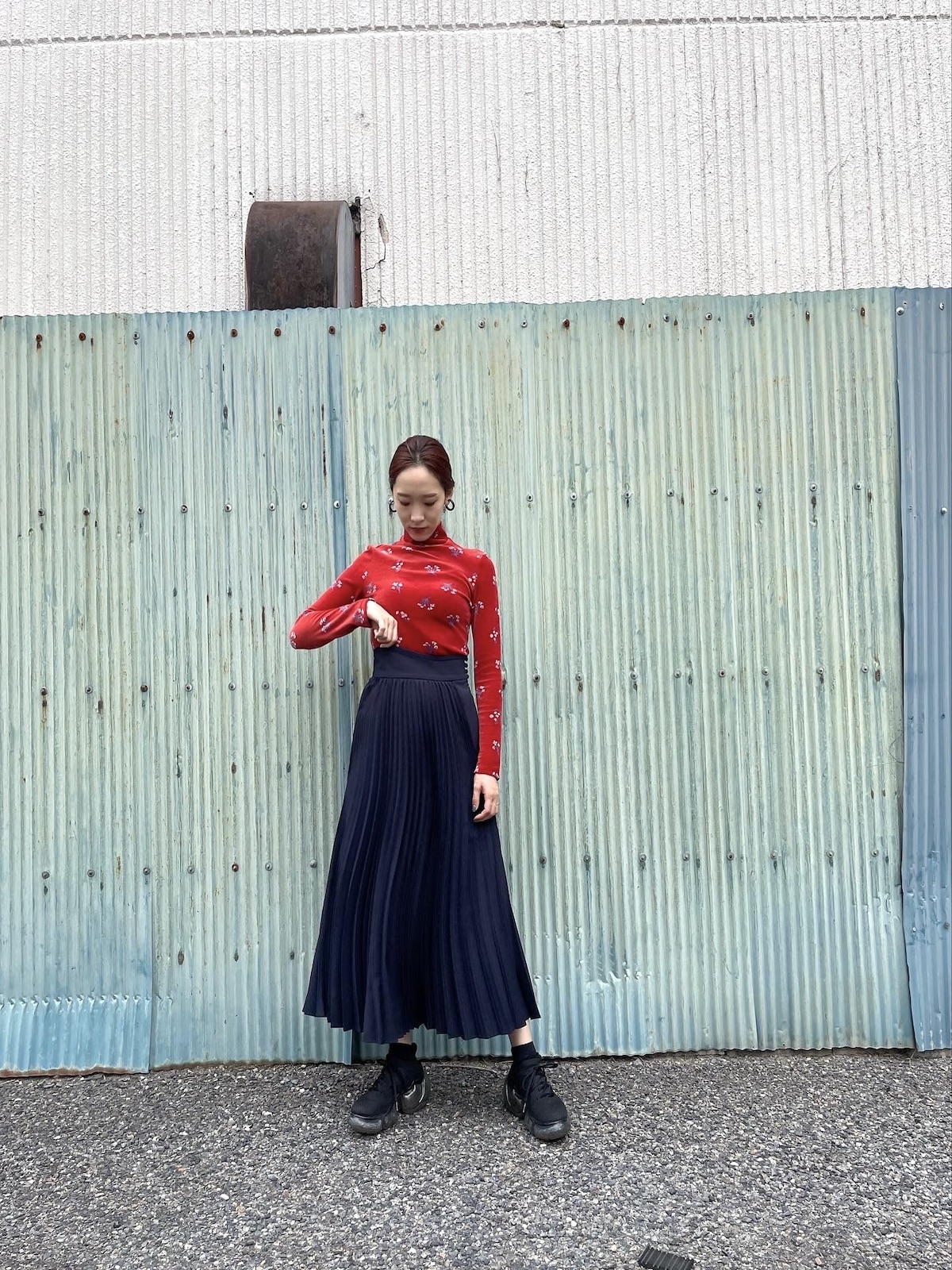 Mame Kurogouchi＞Curved Pleated Skirt - ロングスカート