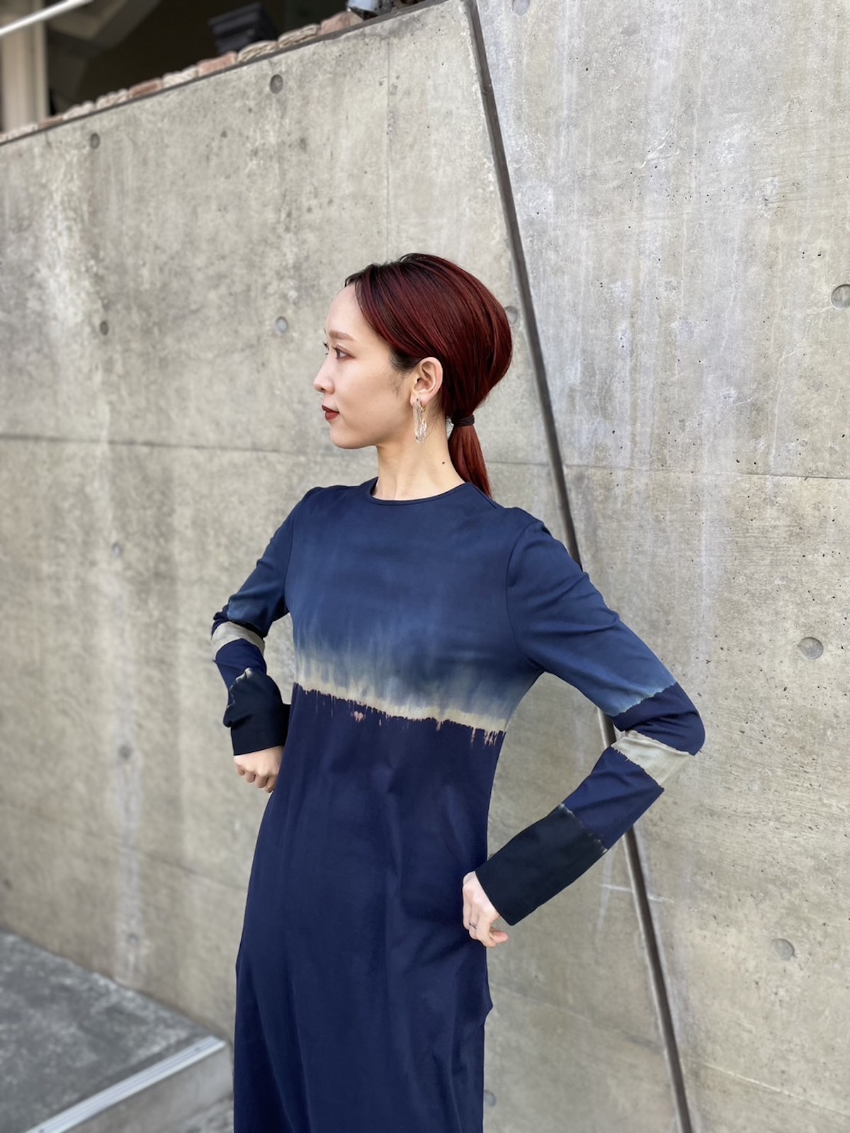 Shibori Tie-Dyed Cotton Jersey Dressmamekurogouchi